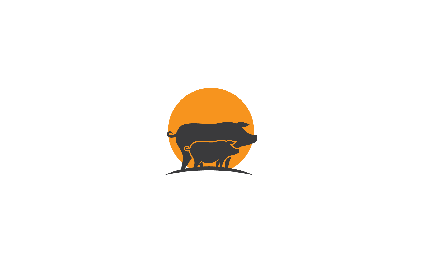 Pig illustration vector logo flat design