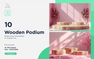 Wooden Podium for Product Presentation Set 02