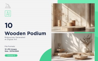 Wooden Podium for Product Presentation Set 03