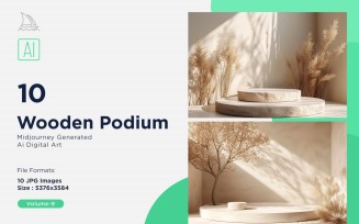 Wooden Podium for Product Presentation Set 09