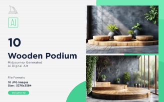 Wooden Podium for Product Presentation Set 12