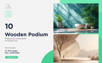 Wooden Podium for Product Presentation Set 17