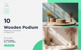 Wooden Podium for Product Presentation Set 18