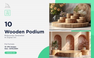 Wooden Podium for Product Presentation Set 23