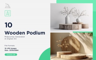 Wooden Podium for Product Presentation Set 26