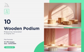 Wooden Podium for Product Presentation Set 30