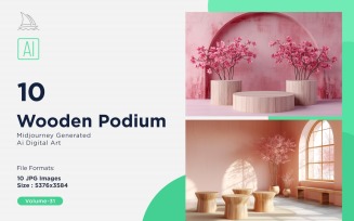 Wooden Podium for Product Presentation Set 31