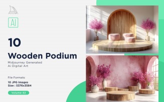 Wooden Podium for Product Presentation Set 32