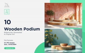 Wooden Podium for Product Presentation Set 34