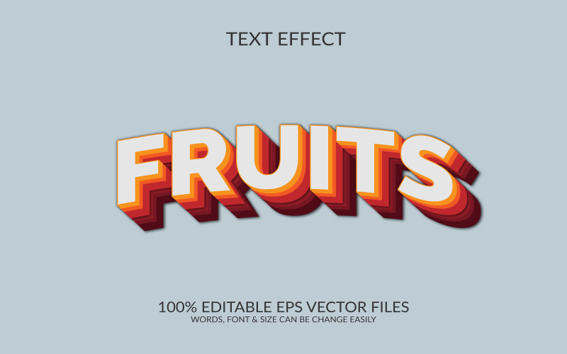 Fruits fully customize retro style 3d text effect design. Illustration