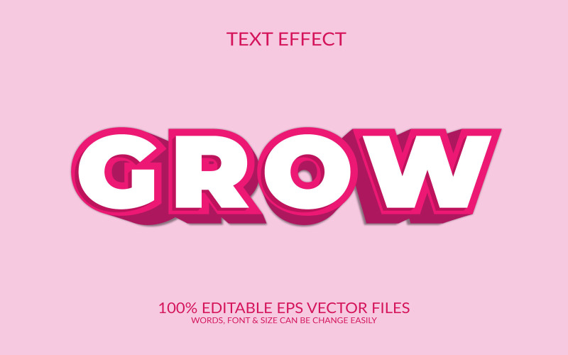 Grow purple vector eps 3d text effect illustration design. Illustration