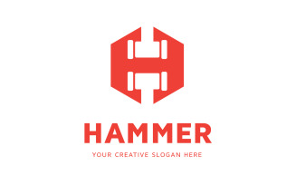 Hexagonal Hammer H Letter Logo Design