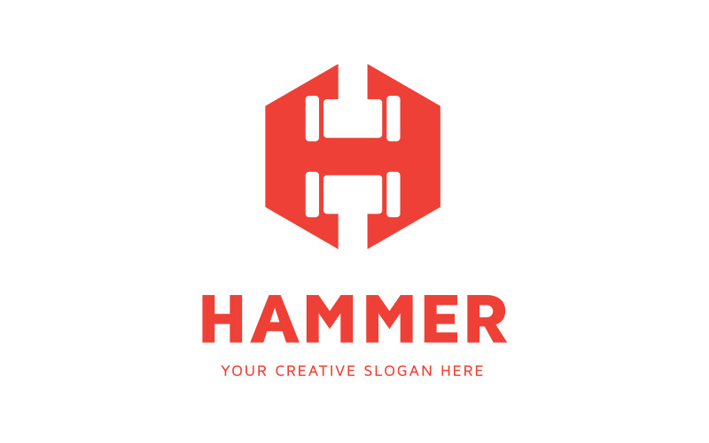 Hexagonal Hammer H Letter Logo Design Logo Template