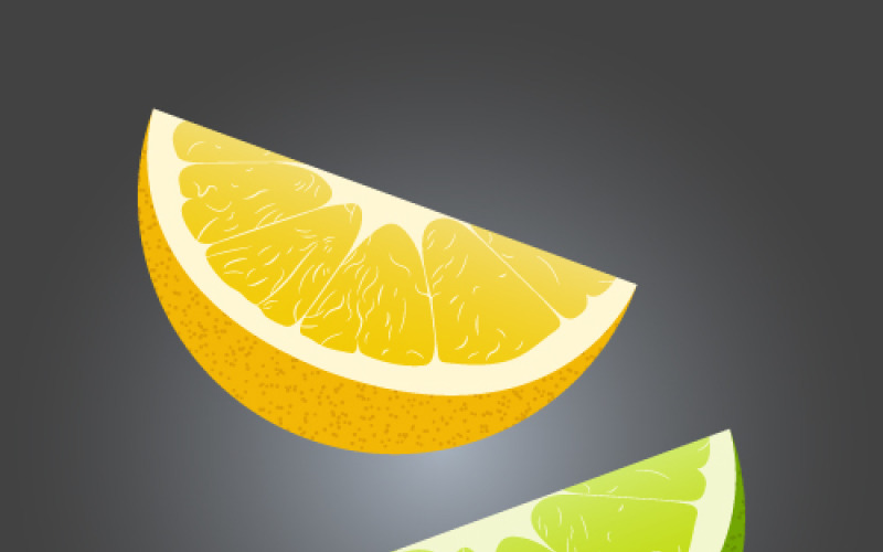 Lemon and lime slices with textured skin Vector Graphic