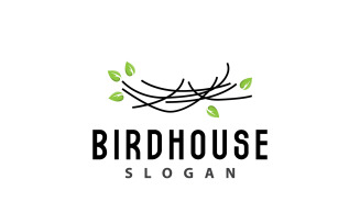 Bird Nest Logo Bird House Shelter V11