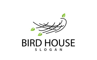 Bird Nest Logo Bird House Shelter V12