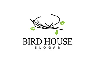 Bird Nest Logo Bird House Shelter V8