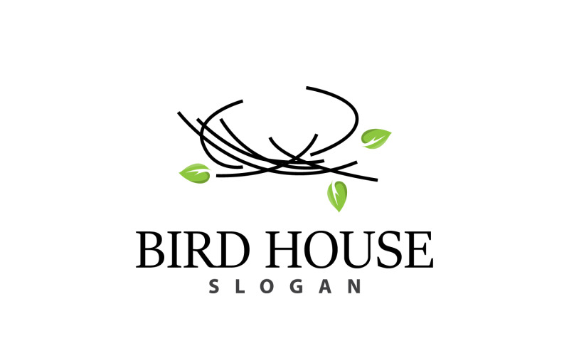 Bird Nest Logo Bird House Shelter V8 Logo Template