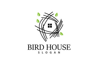 Bird Nest Logo Bird House Shelter V9