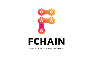 F Letter Chain Logo Design Template