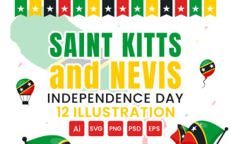 12 Independence Day Saint Kitts and Nevis Illustration