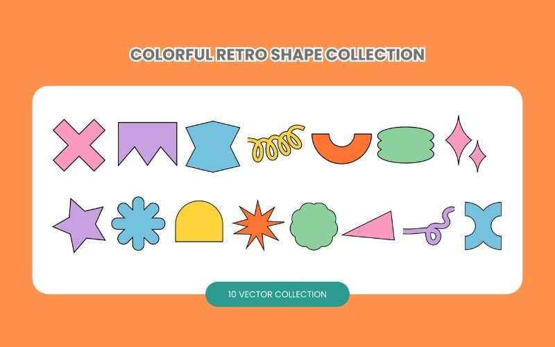 Colorful Retro Shape Collection Vector Graphic