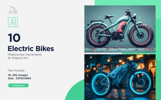 Electric E-Bikes, Bicycle Sleek Minimalist Design Set 01