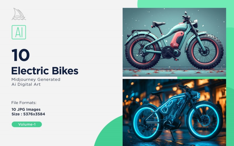 Electric E-Bikes, Bicycle Sleek Minimalist Design Set 01 Illustration