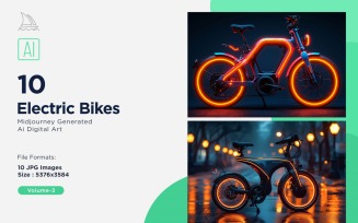 Electric E-Bikes, Bicycle Sleek Minimalist Design Set 03