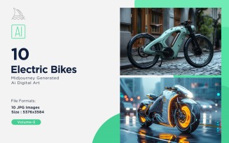 Electric E-Bikes, Bicycle Sleek Minimalist Design Set 05