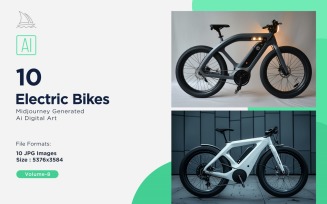 Electric E-Bikes, Bicycle Sleek Minimalist Design Set 08