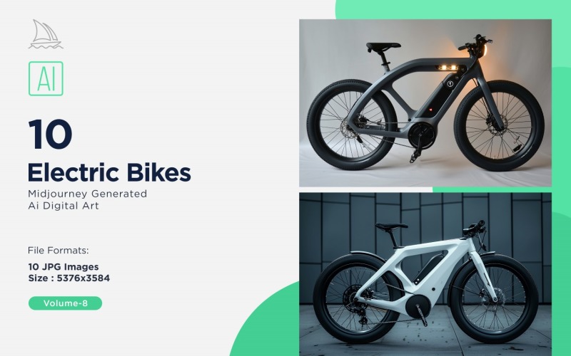 Electric E-Bikes, Bicycle Sleek Minimalist Design Set 08 Illustration