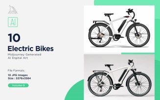 Electric E-Bikes, Bicycle Sleek Minimalist Design Set 09