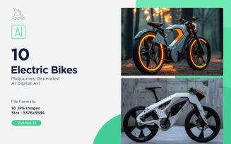 Electric E-Bikes, Bicycle Sleek Minimalist Design Set 11