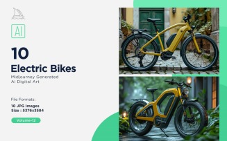 Electric E-Bikes, Bicycle Sleek Minimalist Design Set 12