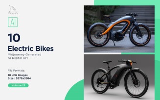 Electric E-Bikes, Bicycle Sleek Minimalist Design Set 13