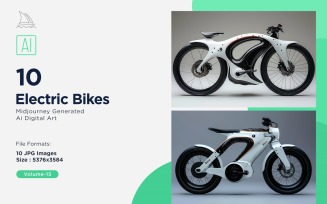 Electric E-Bikes, Bicycle Sleek Minimalist Design Set 15