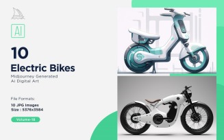 Electric E-Bikes, Bicycle Sleek Minimalist Design Set 18