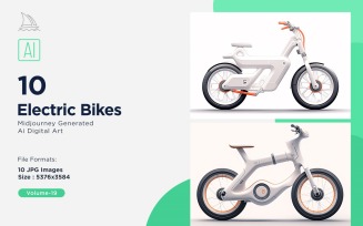 Electric E-Bikes, Bicycle Sleek Minimalist Design Set 19