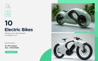 Electric E-Bikes, Bicycle Sleek Minimalist Design Set 23