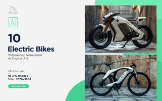 Electric E-Bikes, Bicycle Sleek Minimalist Design Set 24