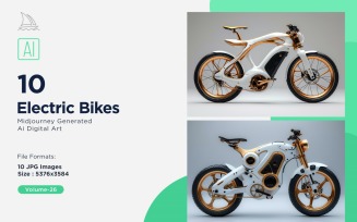 Electric E-Bikes, Bicycle Sleek Minimalist Design Set 26