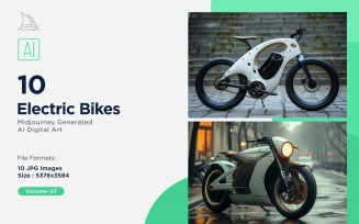 Electric E-Bikes, Bicycle Sleek Minimalist Design Set 27