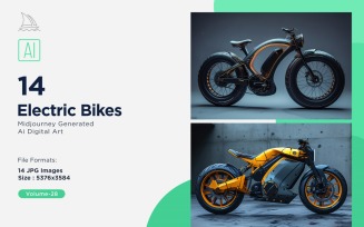 Electric E-Bikes, Bicycle Sleek Minimalist Design Set 28