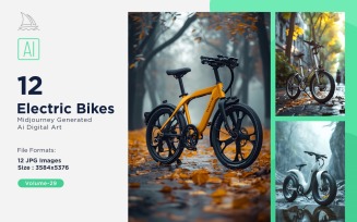 Electric E-Bikes, Bicycle Sleek Minimalist Design Set 29