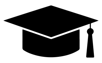 Higher education hat silhouette vector art illustration with white background