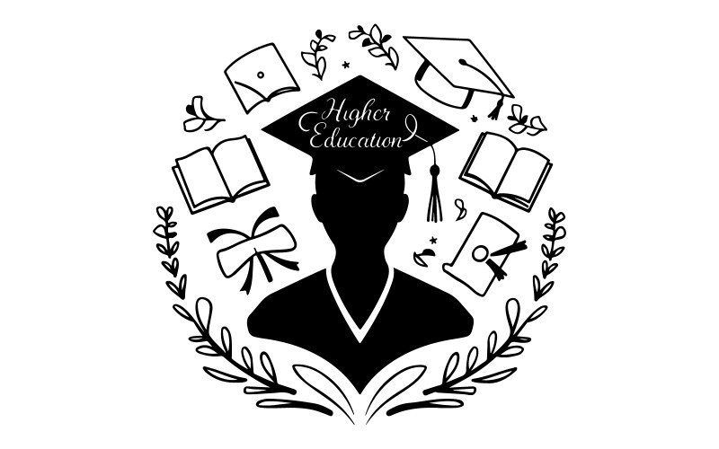 Higher education hat silhouette vector art illustration Illustration