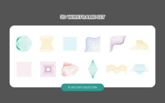 3D Wireframe Set Vector Collection