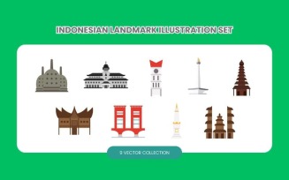 Indonesian Landmark Illustration Set