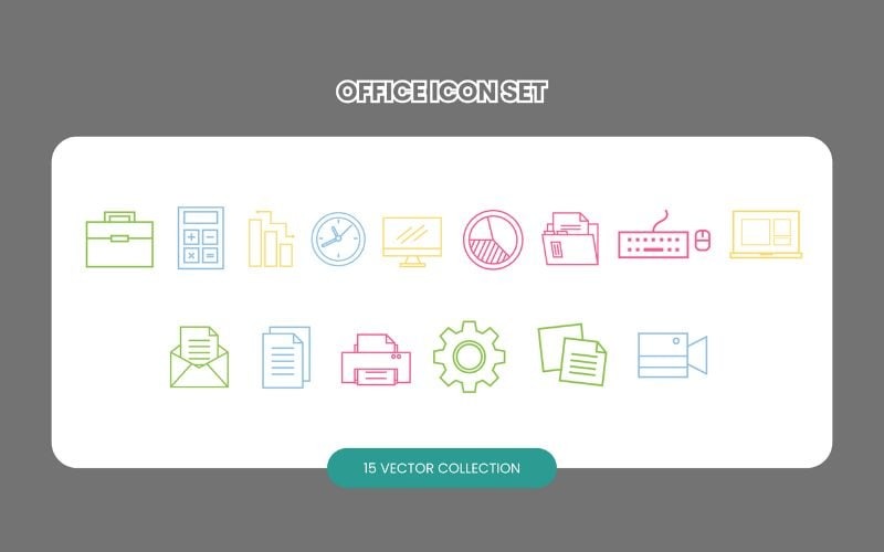 Office Icon Set Vector Collection Vector Graphic